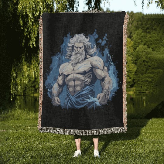 Zeus' Thunderbolt: Godly Gym Dominance Woven Blankets