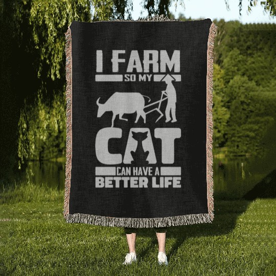 Farming Farmer Cat Woven Blankets