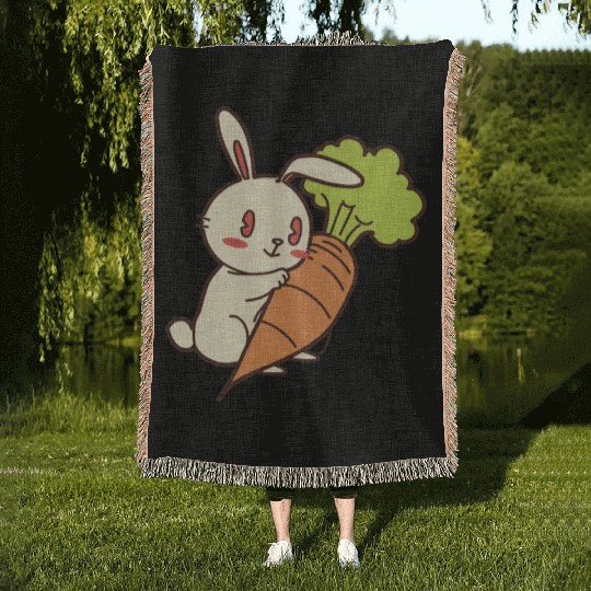 Rabbit And Carrot Woven Blankets