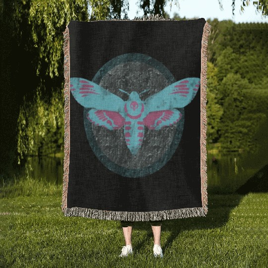 Framed Death's Head Hawk Moth Woven Blankets