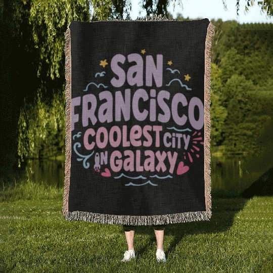 San Francisco Coolest City In Galaxy Woven Blankets