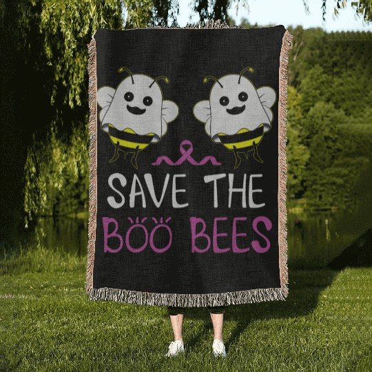Save The Boo Bees Breast Cancer Awareness Woven Blankets