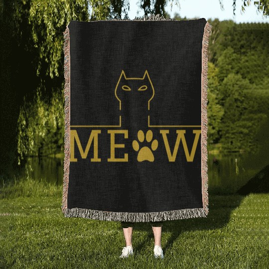 Cat Meow Gift For Cat Lover Woven Blankets