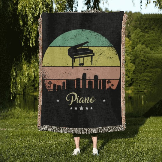 Piano vintage music pianist Woven Blankets