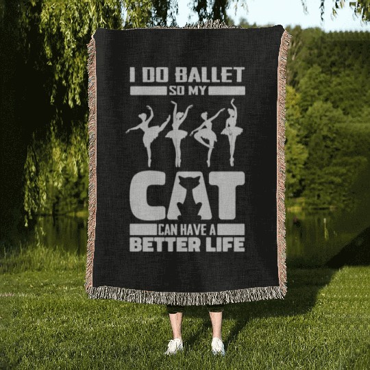 Ballet Ballerina Cat Woven Blankets