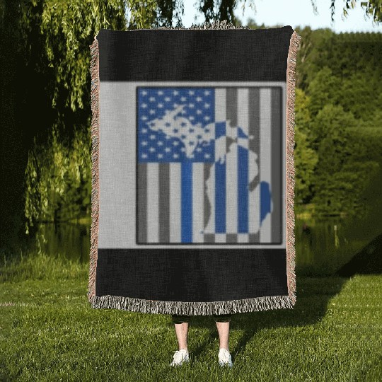 Police Woven Blankets, Michigan State Police Woven Blankets, Detroit