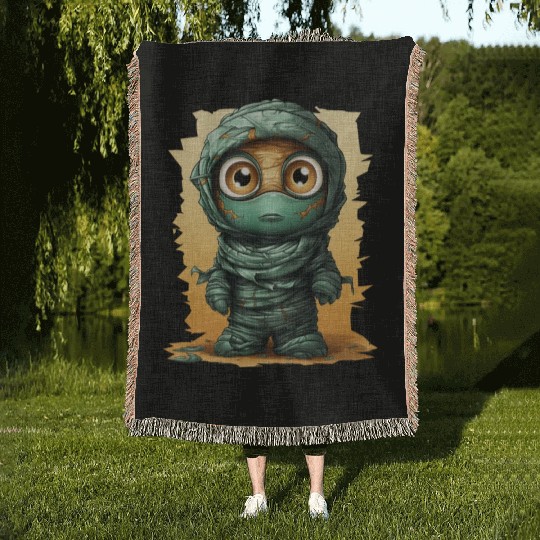 Halloween Spooky Cartoon Mummy Woven Blankets