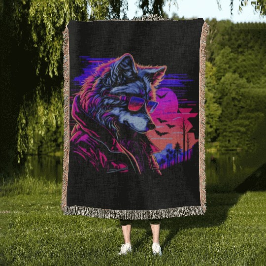 Midnight Synth Serenade Woven Blankets