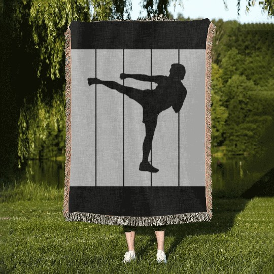 Fighter MMA Karate Taekwondo Jiu Jitsu training Woven Blankets
