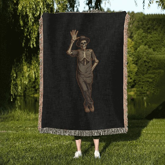 Halloween Skeleton Waving with Hand Woven Blankets