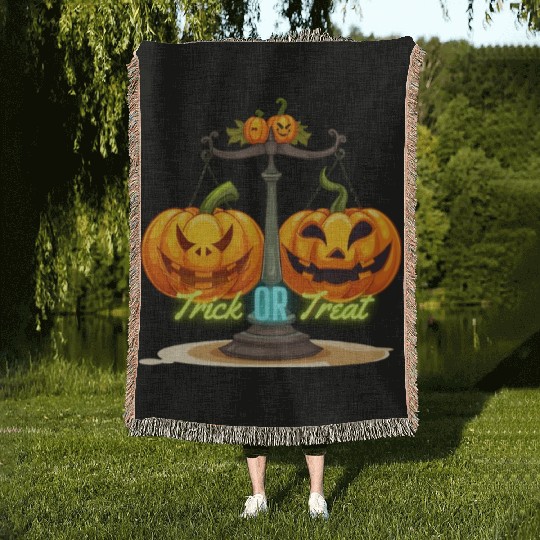 Halloween - Trick or Treat Pumpkins Woven Blankets