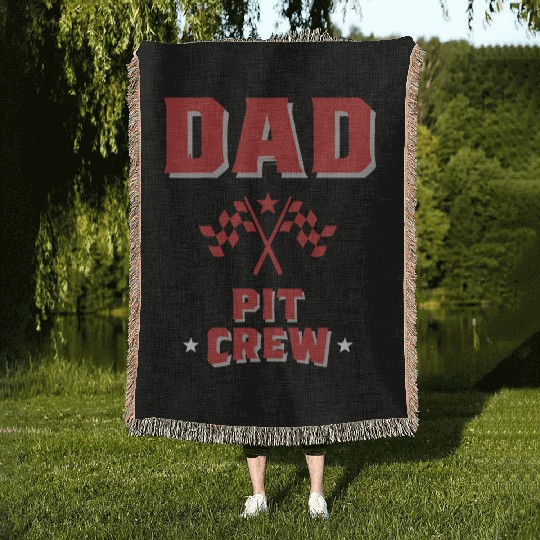 Dad Pit Crew Racing For Daddy Woven Blankets