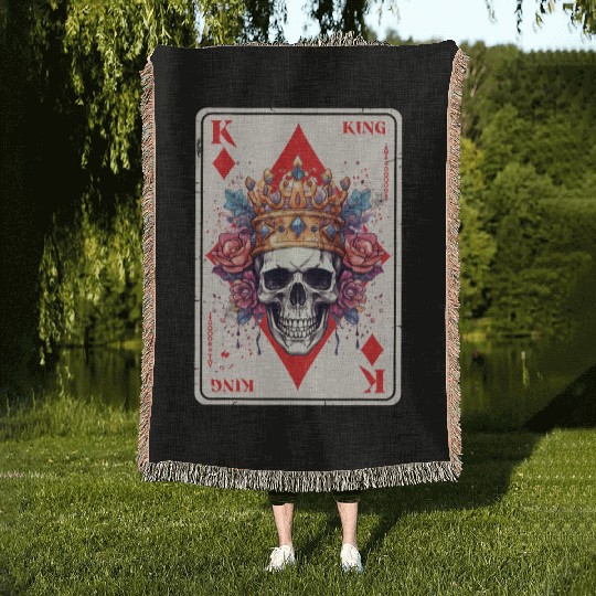 Gothic Card Game Halloween Scary Horror Woven Blankets