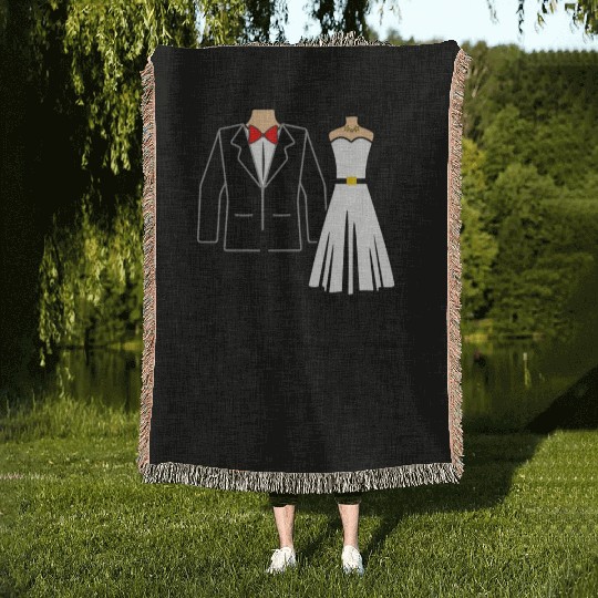 Clothing for bride and groom Woven Blankets