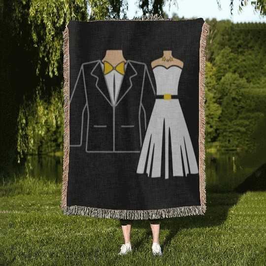 Wedding clothes bride groom Woven Blankets