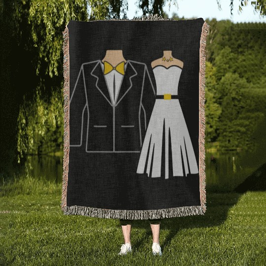 Wedding clothes bride groom Woven Blankets