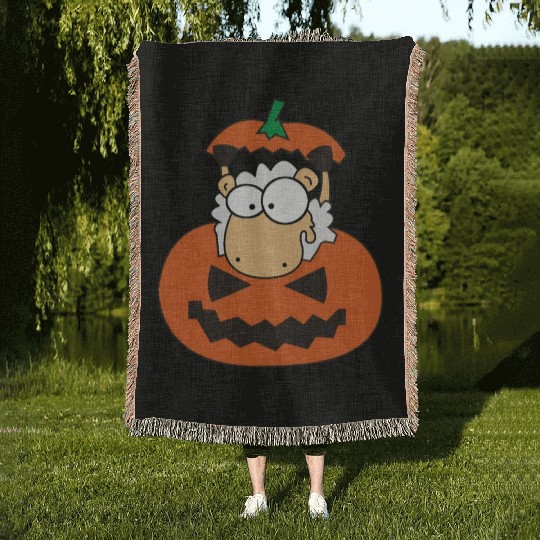 Sheep in pumpkin | Halloween, trick or treat Woven Blankets