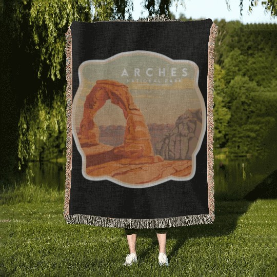 Arches National Park Stickers Woven Blankets