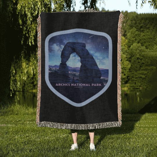 Arches National Park Stickers Woven Blankets