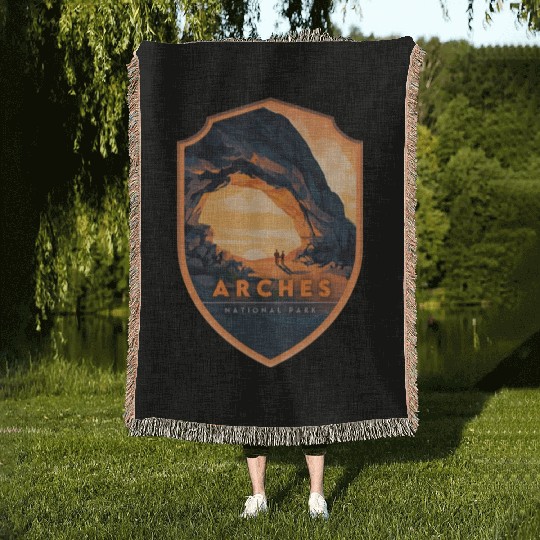 Arches National Park Stickers Woven Blankets