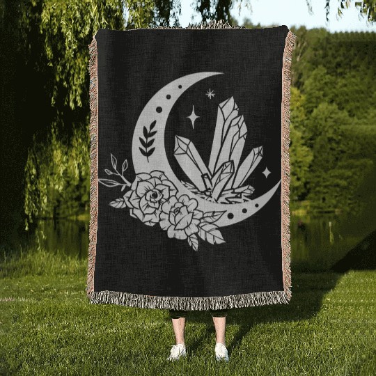 "Crystal Moon Flowers" Woven Blankets