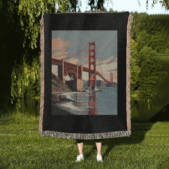 Golden Gate Bridge California Woven Blankets, Golden Gate