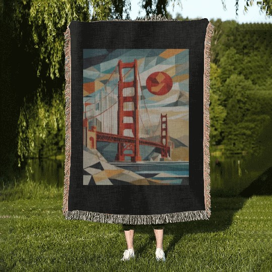 Golden Gate Bridge California Woven Blankets, Golden Gate