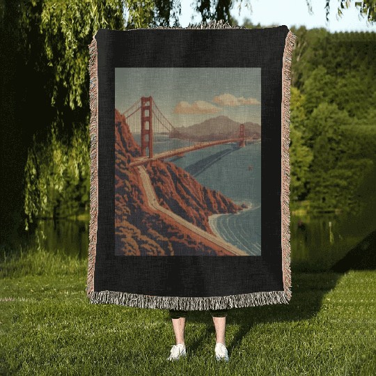 Golden Gate Bridge California Woven Blankets, Golden Gate
