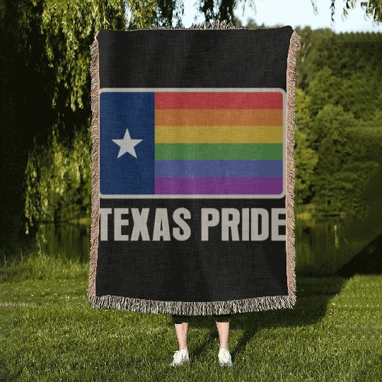 Rainbow Texas Flag Design for proud LGBT+ Texans Woven Blankets