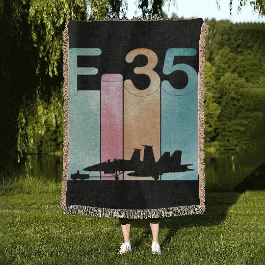 F35 Vintage Air Force Fighter Jets Woven Blankets