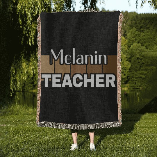 Melanin Teacher Life Afro Teacher African American Woven Blankets