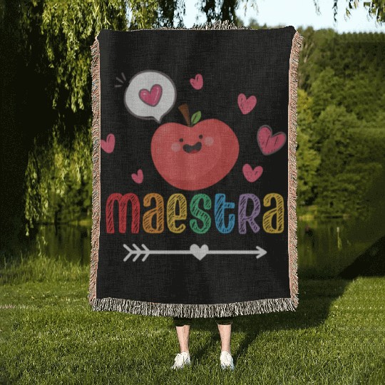 Maestra Bilingual Spanish Teacher team Woven Blankets