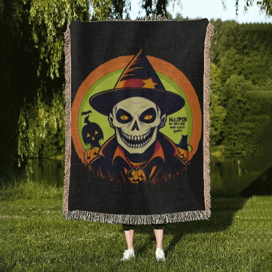 HALLOWEEN SKULL Woven Blankets