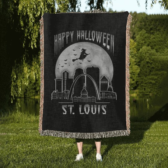 St. Louis Missouri Happy Halloween Woven Blankets