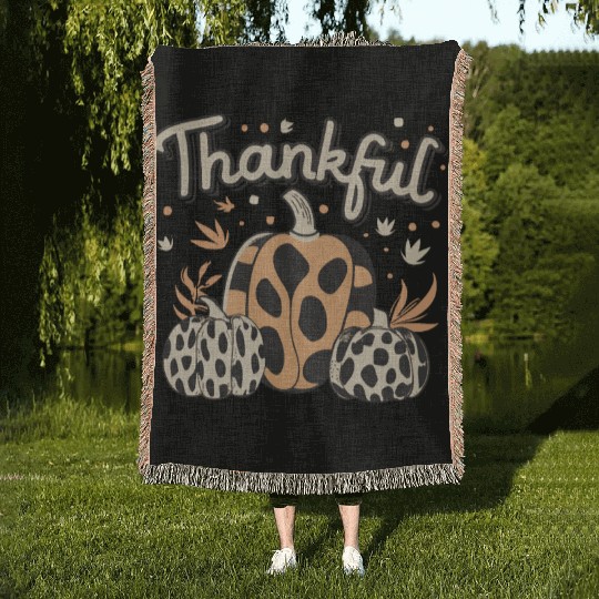Thankful Thanksgiving Fall Vibes Woven Blankets