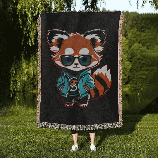 Kawaii Red Panda Woven Blankets