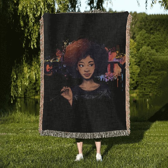 Creative Artist Portrait Woven Blankets