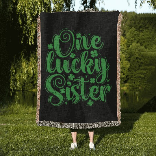 One Lucky Sister St. Patrick's Day Woven Blankets