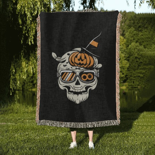 Skull Candy Punppkin Halloween Woven Blankets