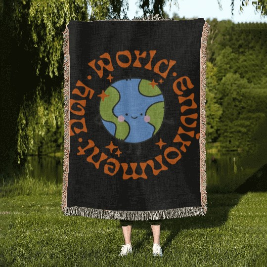 world environment day Woven Blankets