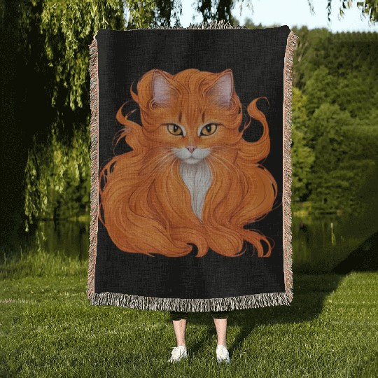 A beautiful, small orange cat. Innovative and fres Woven Blankets