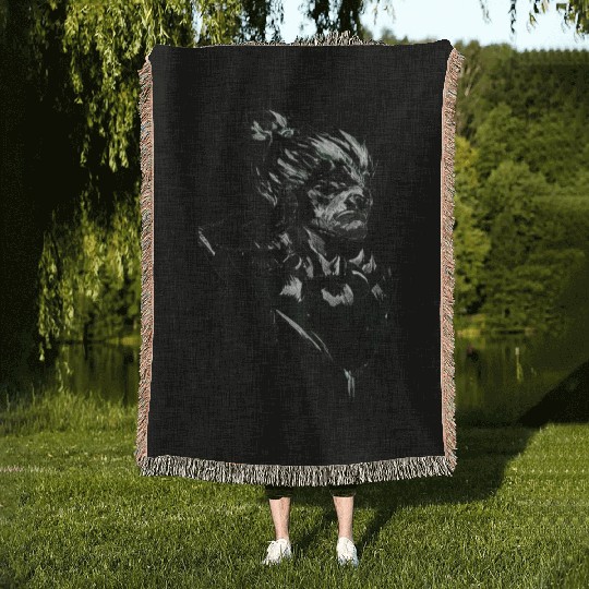 Monochrome Street Fighter: Akuma's Knightly FanAr Woven Blankets