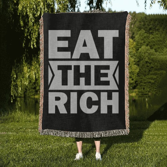 UAW President Eat The Rich Woven Blankets