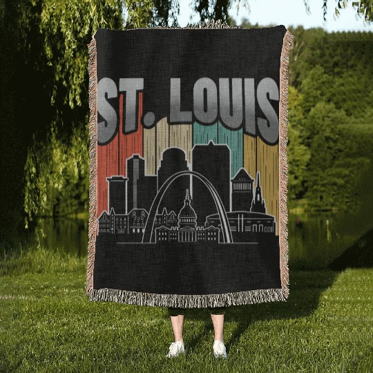 St. Louis Missouri Vintage Woven Blankets