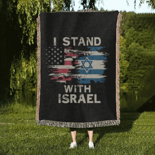 I Stand With Israel Patriotic Woven Blankets