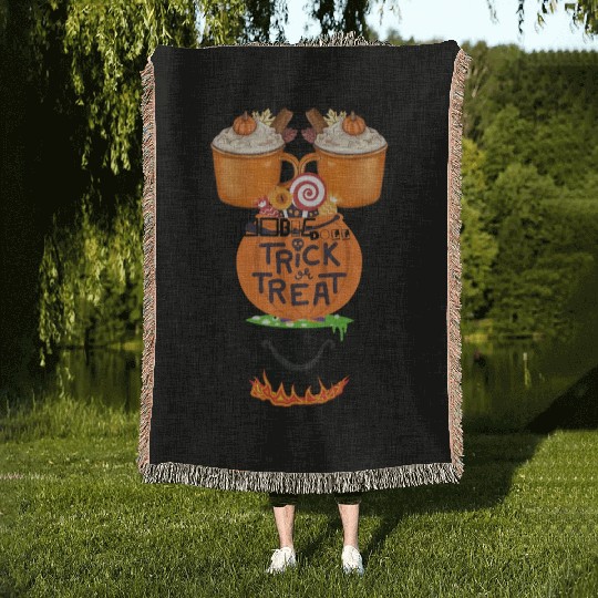 pumpkin spice trick or treat witches brew Woven Blankets