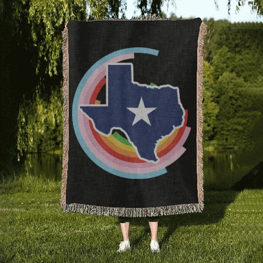 Texas Map Design for proud LGBT+ Texan Woven Blankets