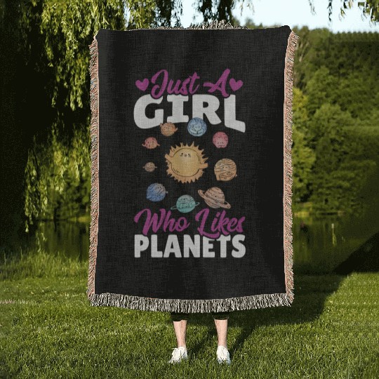 Astronomy Just A Girl Who Likes Planets Solar Woven Blankets