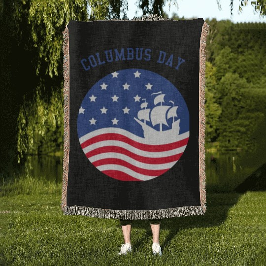 COLUMBUS DAY Woven Blankets