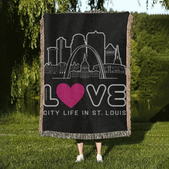 Love City Life in St. Louis Missouri Woven Blankets